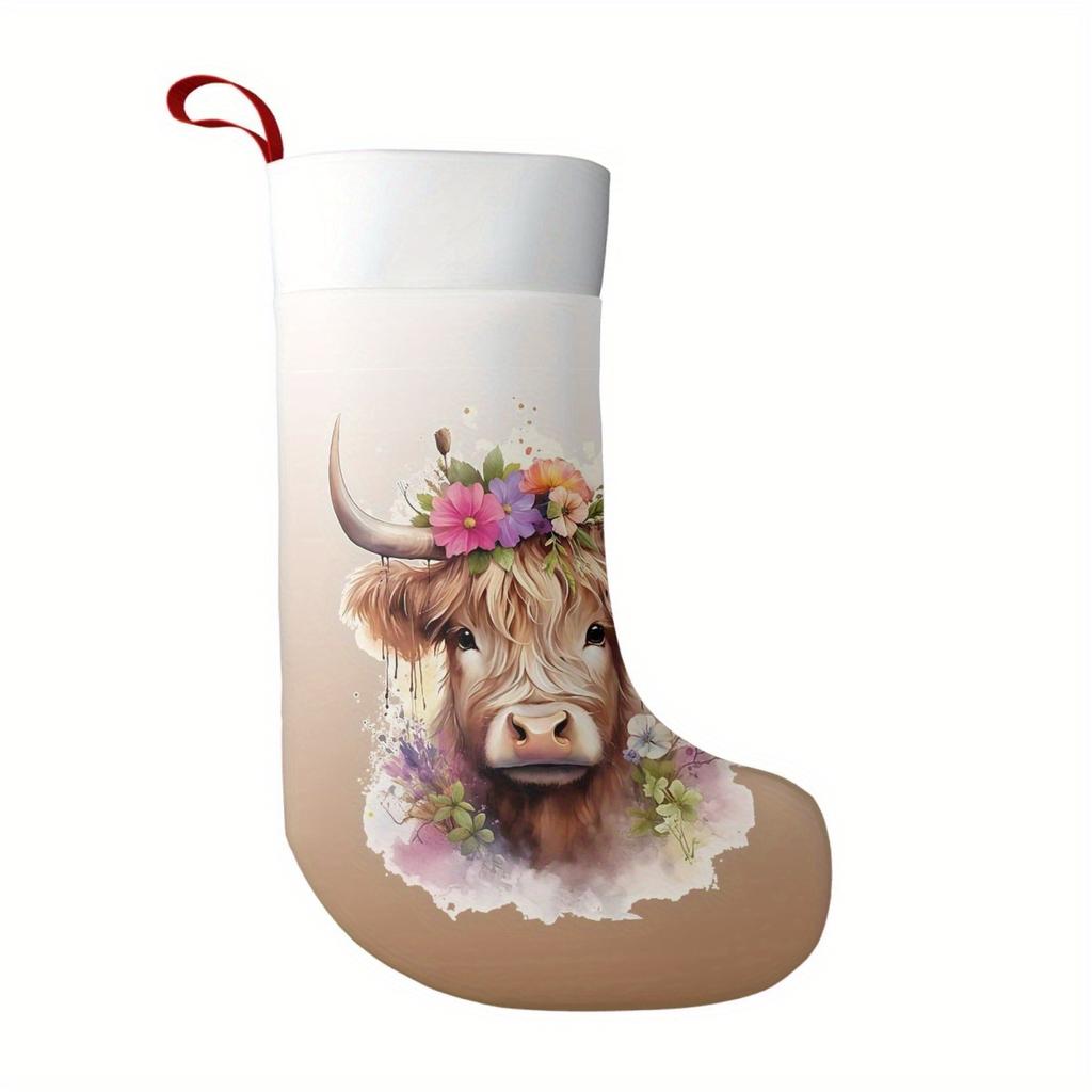 Christmas decoration fireplace hanging stocking1pc Christmas Single Pack, Cattle Christmas Socks,Decoration Su