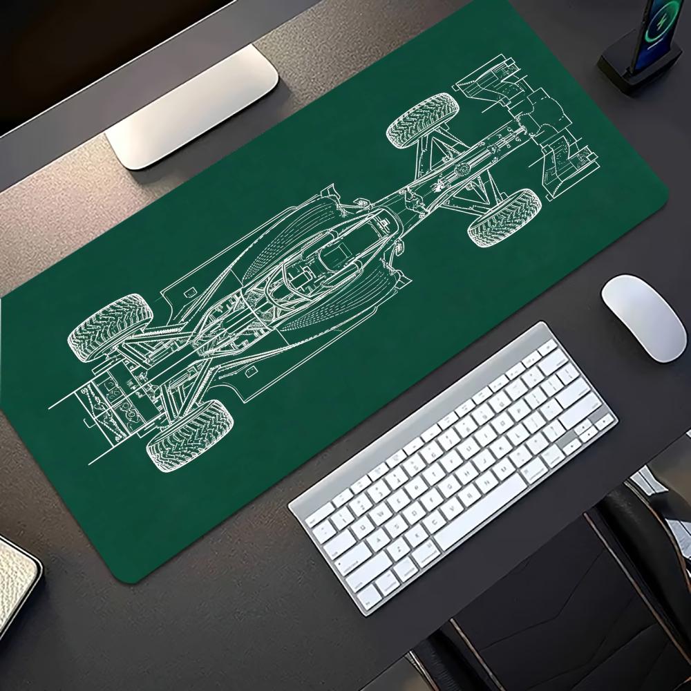 Formula Racing Car Blueprint Extended Gaming Mouse Pad Non Slip Desk Surface Motorsport Race Car Line Art Sketch For Gaming