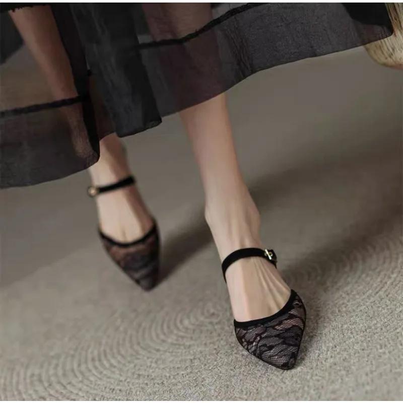 Fashion Mesh Sandals Women's 2025 New Baotou Half Slippers Wear Soft Sole High Heels Outside