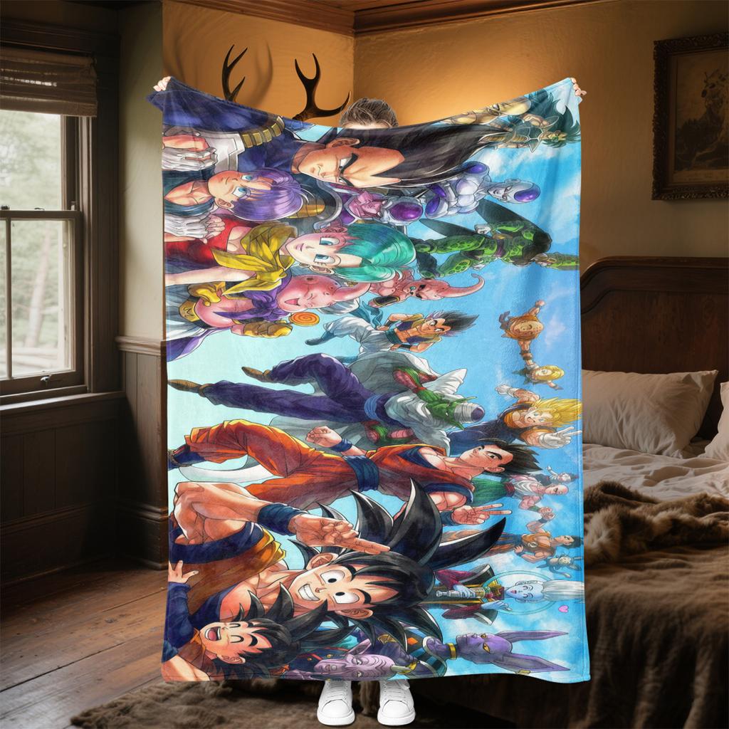 1PC DRAGON BALL  Print Flannel Blanket, High Quality All Seasons, Home Decor, Warmth and Comfort, Perfect for Christmas Gifts