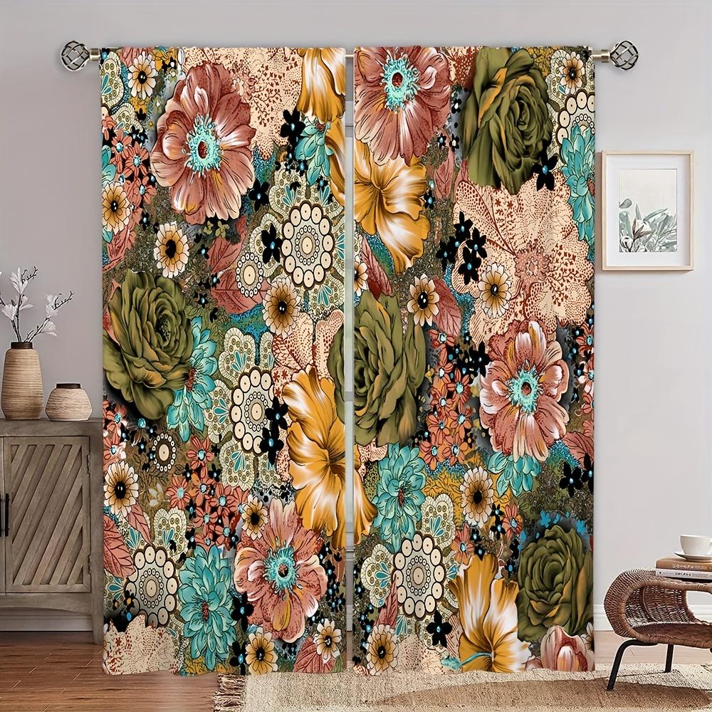 2pcs, Chinese Mountain Lnk Painting Print Curtain,Rod Pocket Mount,Polyester Material For Living Room Bedroom Kitchen Free Ship