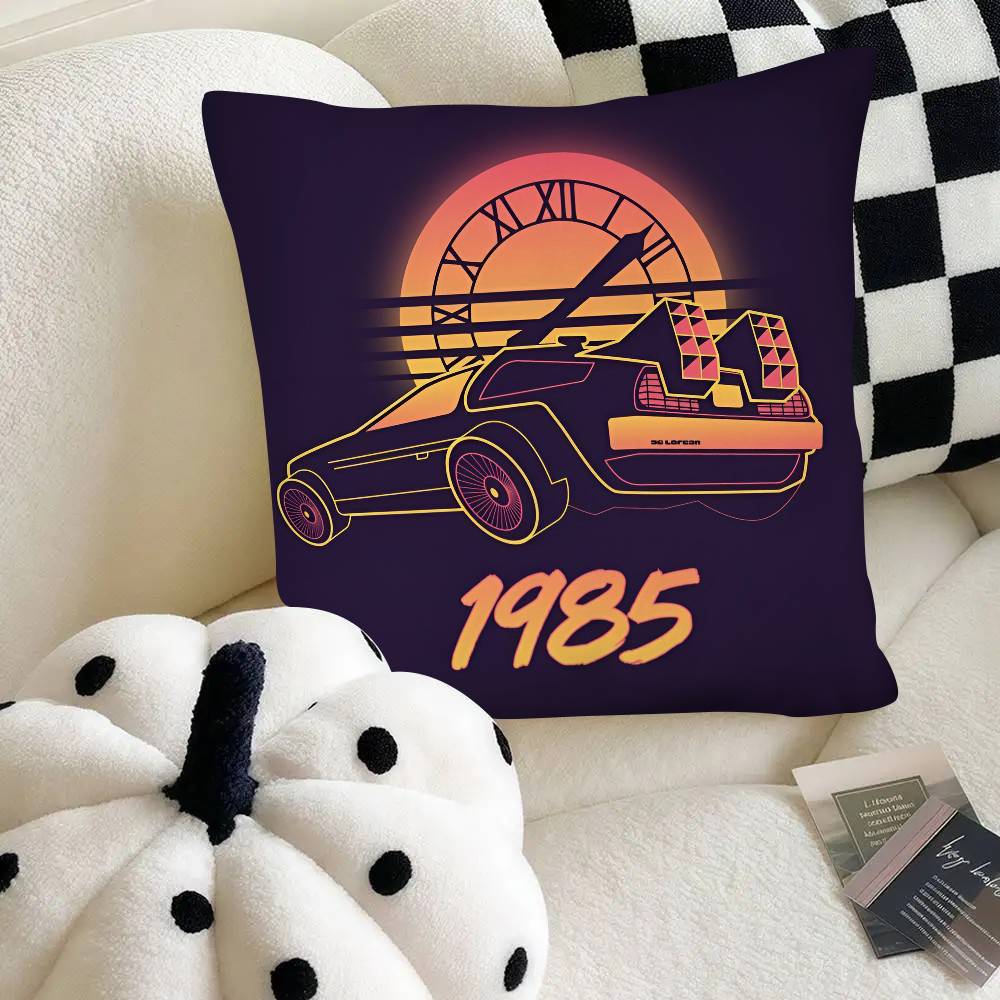 Cartoon Classic Movie B-Back To The F-Future Pillow Case Fashion Square Pillowcase Bedroom Sofa Room Ins Decoration Leisure
