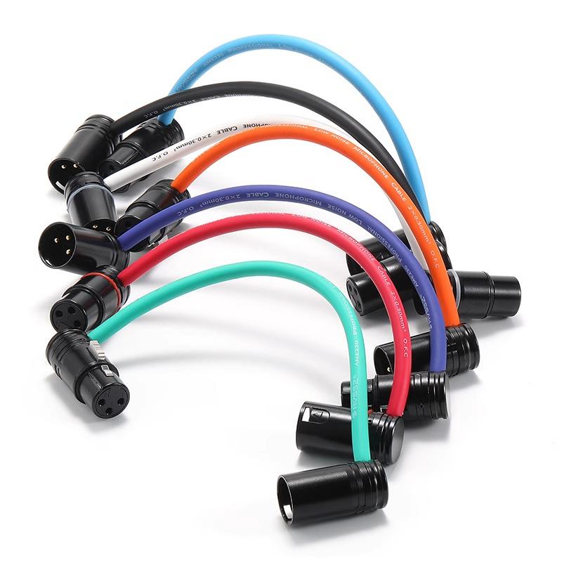 AVSSZ FX3 Gold-Plated XLR L-Shaped Microphone Cable, Short Male to Female Audio Connector