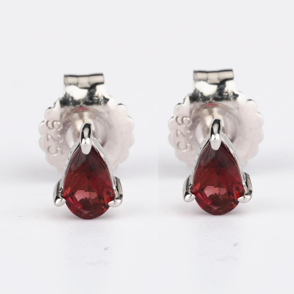 925 Sterling Silver Earrings Pink Tourmaline Pear 5x3mm Rhodium or Yellow Gold Plated Elegant Women Jewelry