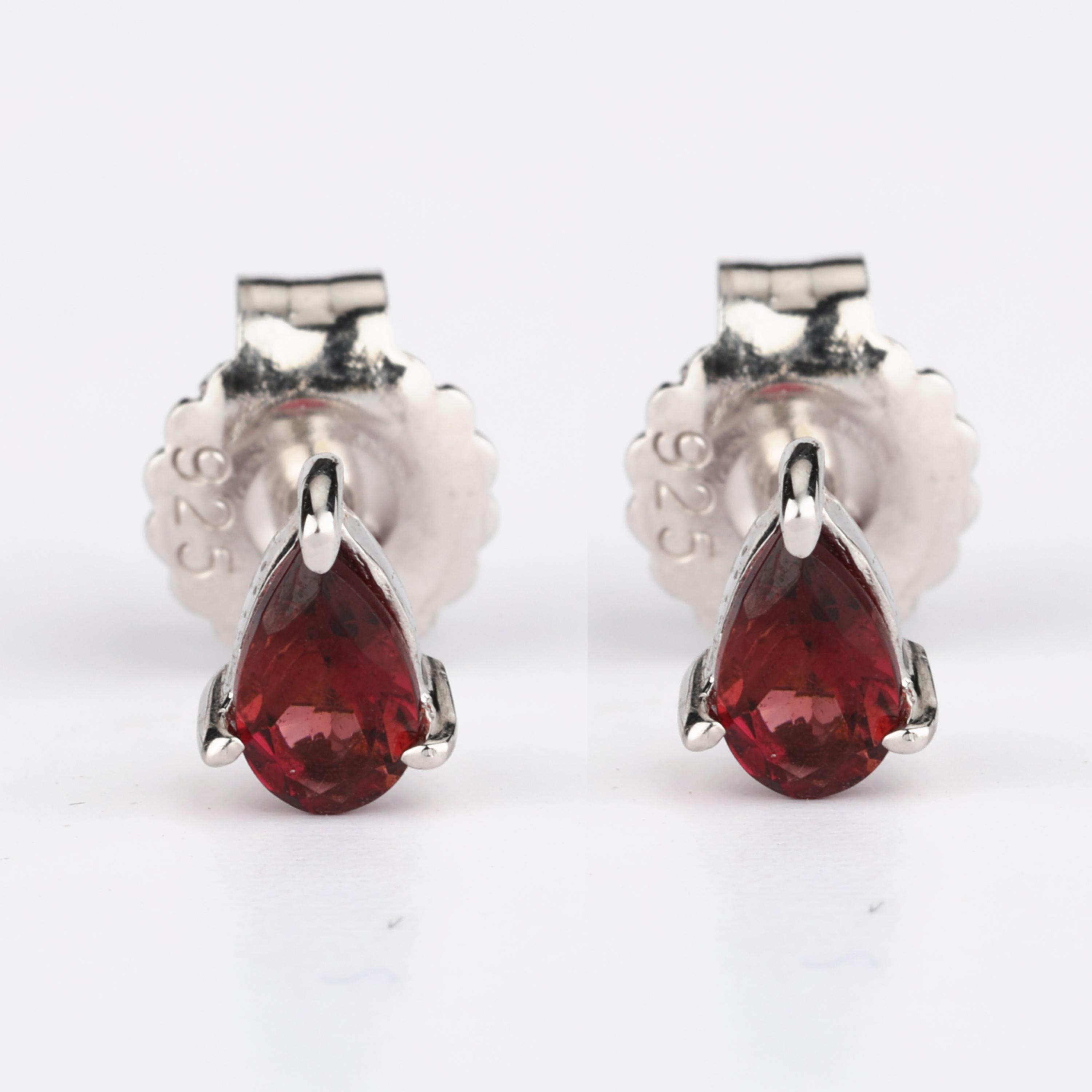 

925 Sterling Silver Earrings Pink Tourmaline Pear 5x3mm Rhodium or Yellow Gold Plated Elegant Women Jewelry срібний