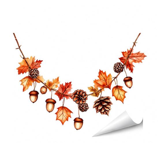 Creative Soft Decoration Gifts Autumn Maple Leaf Pinecone Scarecrow Pumpkin Static Window Clings, Waterproof PVC Indoor Outdoor Glass Decor