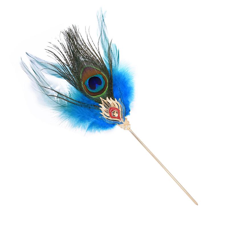 1 piece of sturdy and gorgeous alloy headwear peacock feather hairpin bright and exquisite color elegant and durable