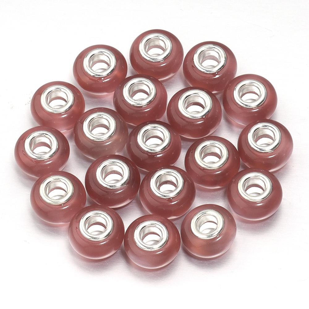 20Pcs Resin Round Large Hole Beads Imitation Cat Eye Stone Glossy Loose Beads for Jewelry Making Findings DIY Bracelet Necklace