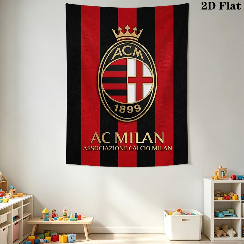 Ac Milan Crest Wallpaper Threepiece Set 1 Duvet Cover 2 Pillowcase Without Core Christmas Birthday Gift Soft And Comfortable