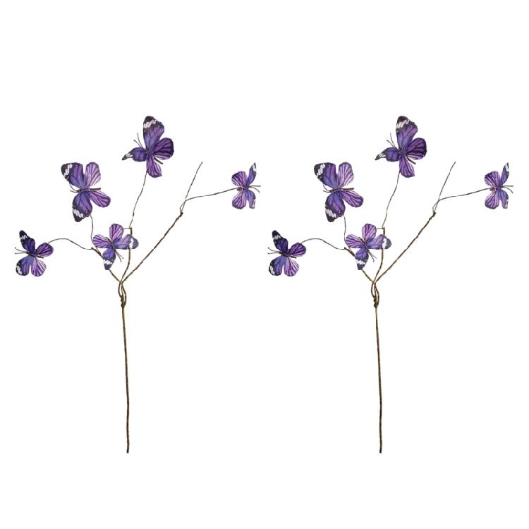 2pcs Faux Dried Branch Decoration Silk Butterfly Blooms Indoor Party Supplies Flower Displays Set Safe to Child