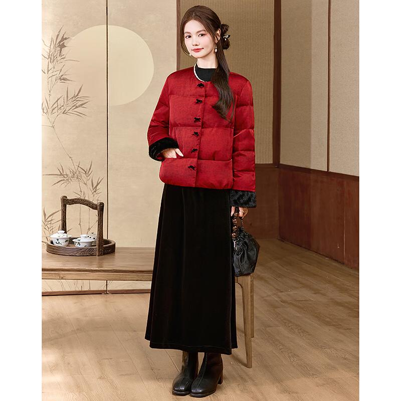 Petite Women's Chinese Style Round Neck Duck Down Jacket