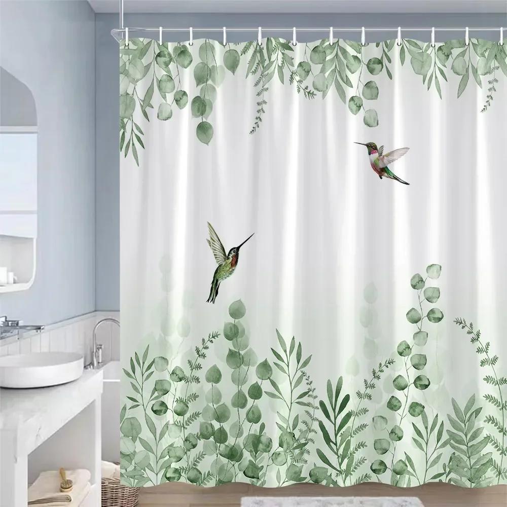 Rustieke Bloemen Douchegordijnen Vlinder Aquarel Bloemen Planten Paars Lavendel Badkamer Gordijn Polyester Decoratie Met Haken