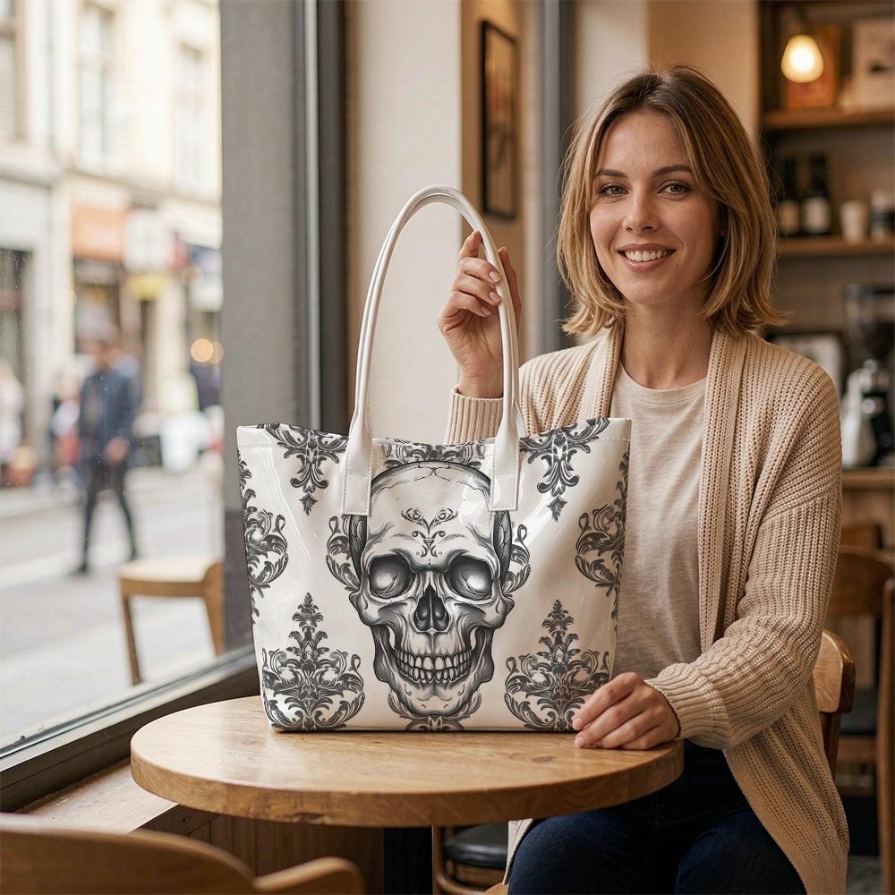 Gothic Skull Pattern Shoulder Tote Daily Use Handbag