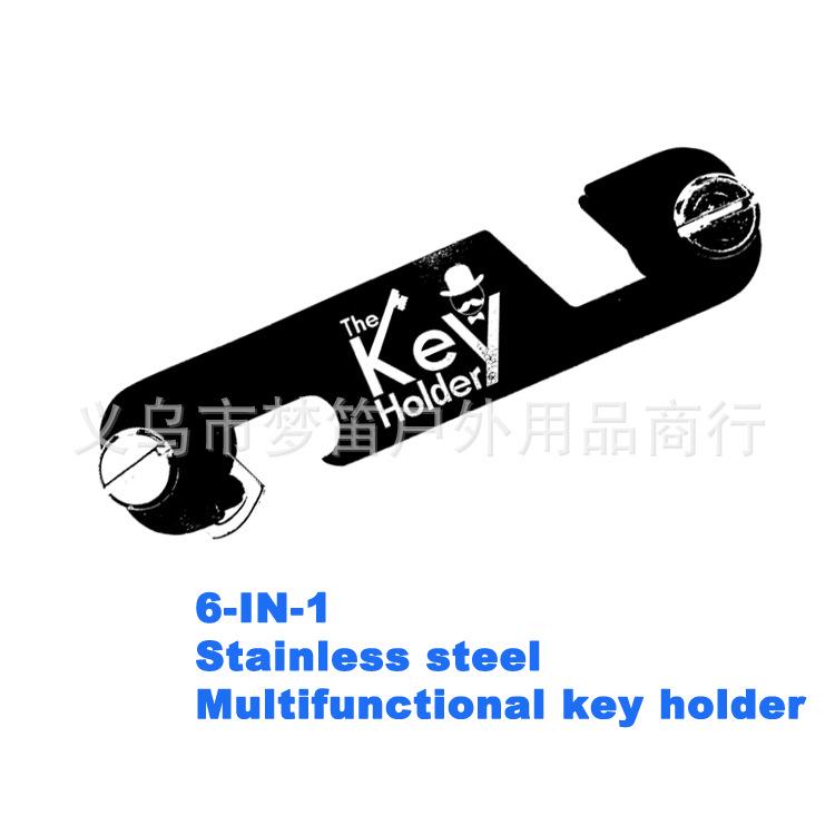 Stainless Steel Multi-Tool Keychain: EDC Organizer, Clip, Bottle Opener, 6-in-1 Function.