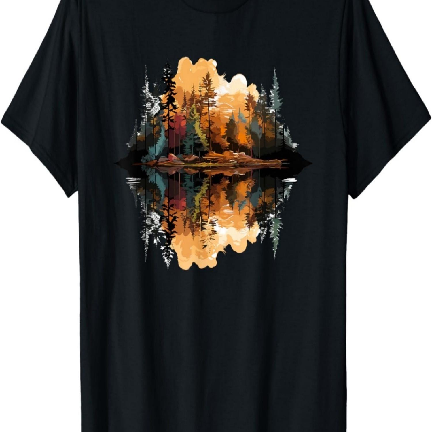 Nature Reflection Forest Trees Outdoor Wildlife T-Shirt(8) S чёрный