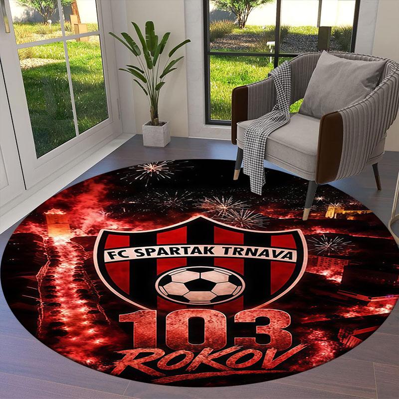Kulatý koberec FC Spartak Trnava, Koberec do obývacího pokoje, ložnice, k pohovce, herny, Dekorace, Protiskluzová podložka