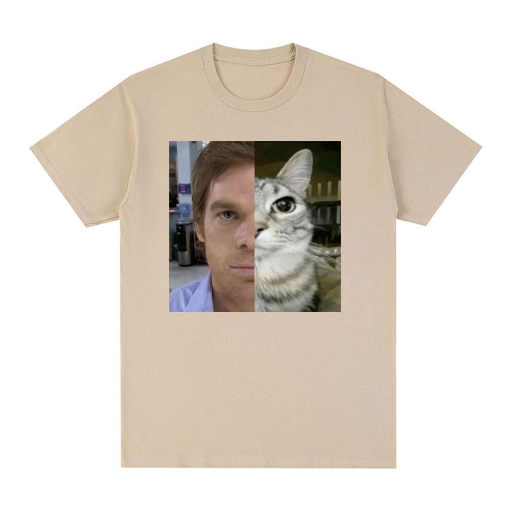 Dexter Morgan Funny Cat Meme T-shirts Cotton Short Sleeve O Neck T-shirt Unisex Streetwear Mens Clothes Harajuku Tee Shirt Tops