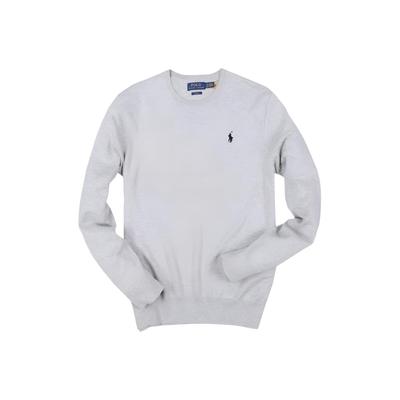 Polo SS25 Pony Logo Embroidered Cotton Crew Neck Long Sleeve Knit Sweater Men Sweater Gray 710907256-010