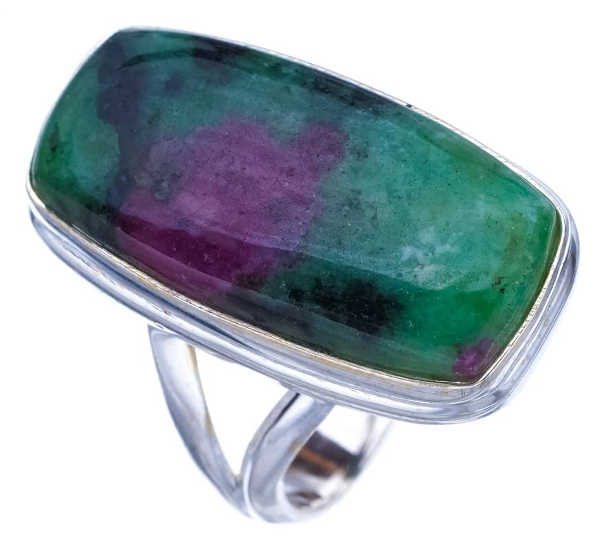 

StarGems® Natural Ruby Zoisite Handmade 925 Sterling Silver Ring 7 F1618