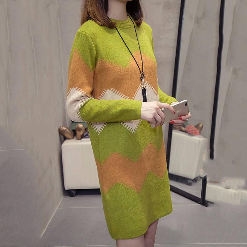 patterned sweater dress