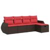 VidaXL Salon de jardin avec coussins 5 pcs marron résine tressée 3325570