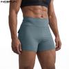 Pockets Elastic Waist Men Incerun Casual Mini Shorts Pants Homewear Underwear