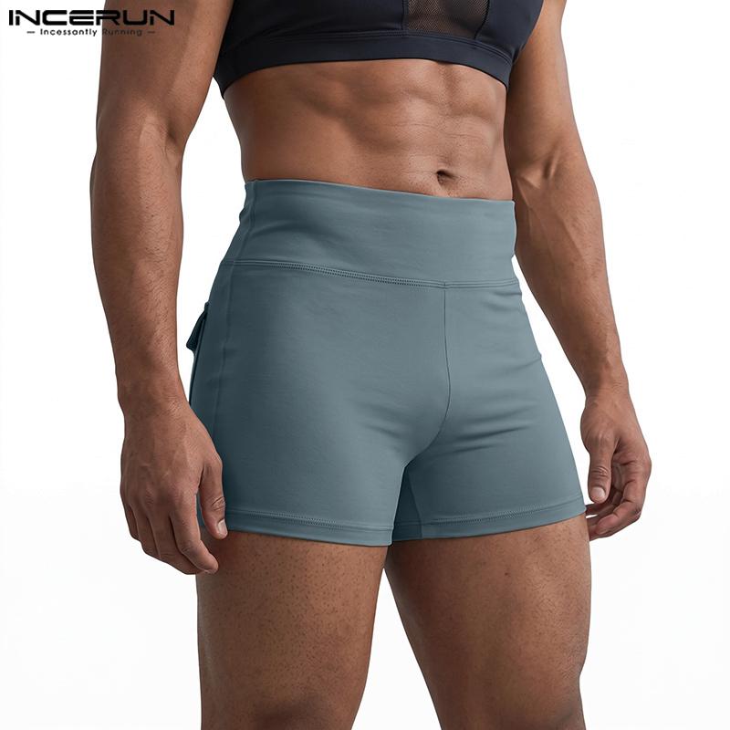 Pockets Elastic Waist Men Incerun Casual Mini Shorts Pants Homewear Underwear