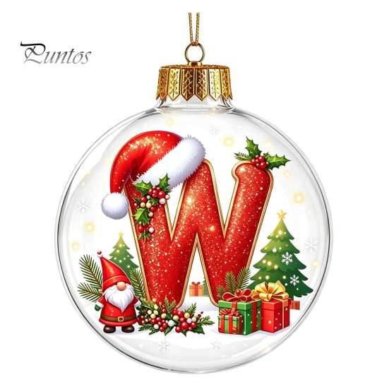 Winter Holiday Party Supplies 26?Letter Acrylic Christmas Ball Ornament, 3D Crystal Style Alphabet Decorative Ornaments for Fireplace Hanging