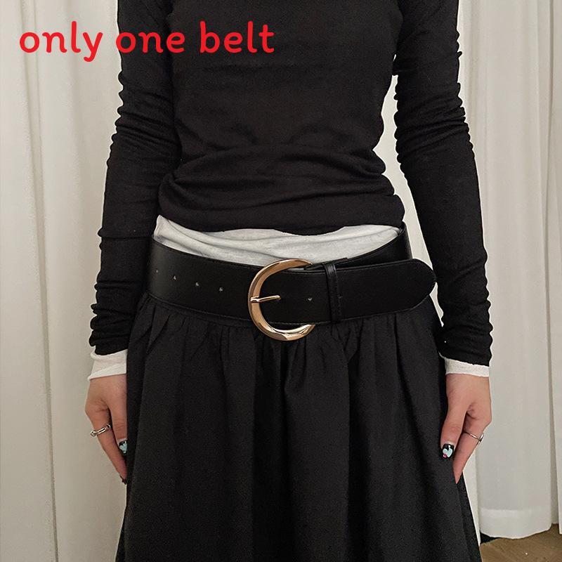 Vintage Pu Leather Wide Waist Belt With Metal Pin Buckle For Women Gold Buckle Leather