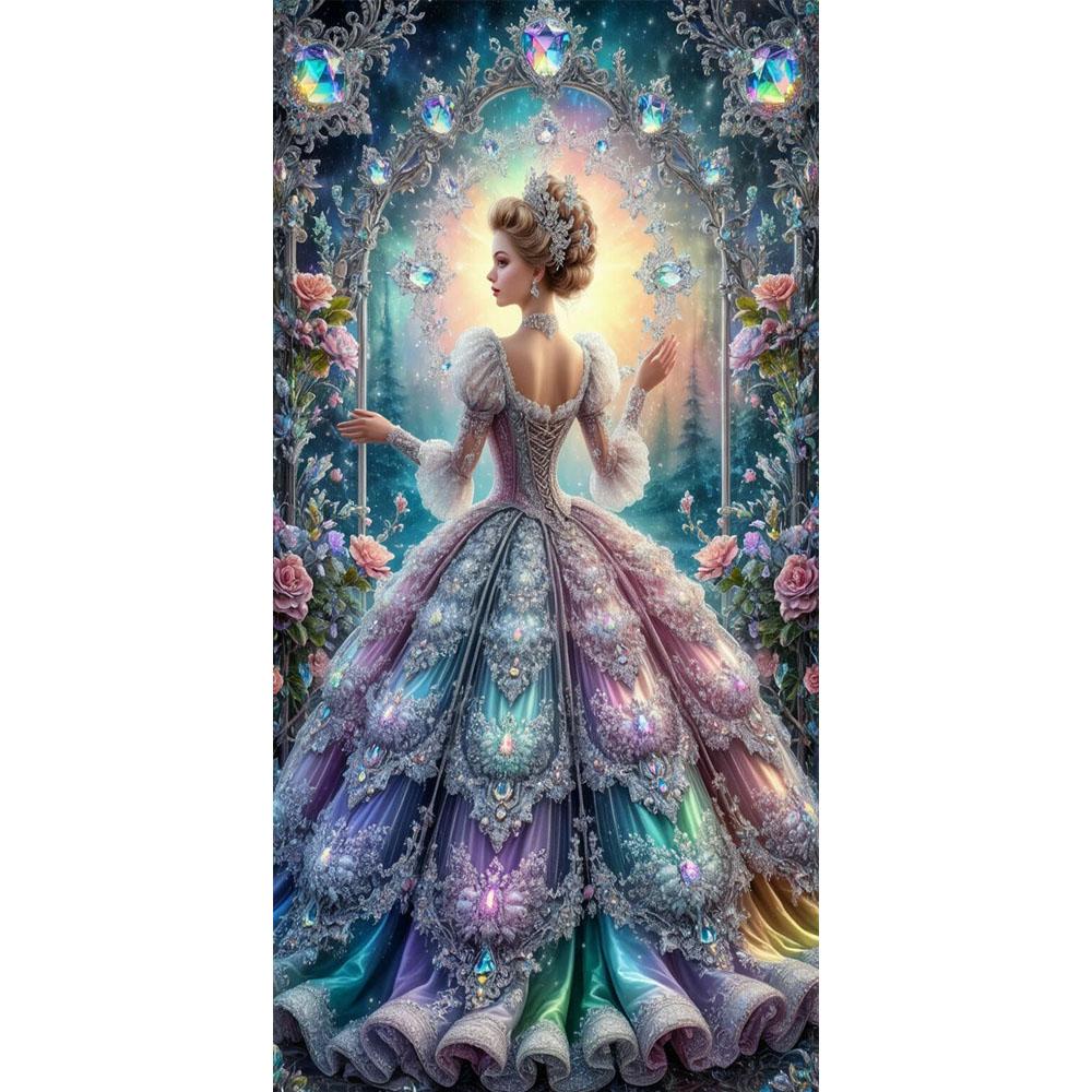 

Большой размер Мозаика Сделай сам Наборы для полной алмазной живописи Искусство Красивая девушка и цветы Вышивка Крестом Стразы round 30x60cm красный