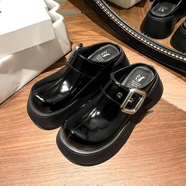 Fashion 2024 new Height Increasing Ladies Pu Leather Pumps Fashion Platform Wedge Beige Slippers Women British style Lolita Shoes