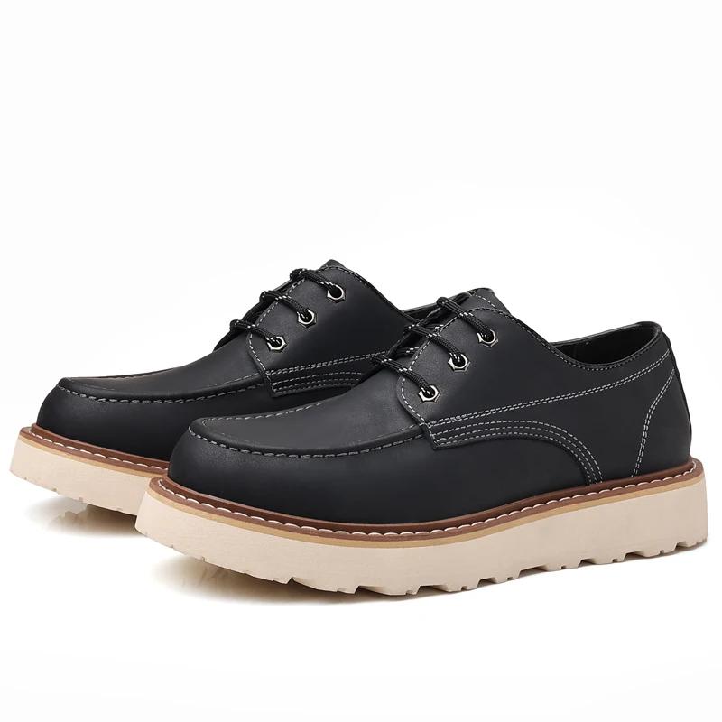 New Mens Thick Bottom Casual Shoes High Quality Outdoor Tooling Work Business Shoes Leather Handmade Dress Oxford Shoes