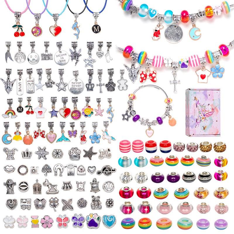 DIY Kids Crystal Bead Bracelet Kit With Small Box 1.5cm Height 66-162pcs Sweet Fruit Flower Design