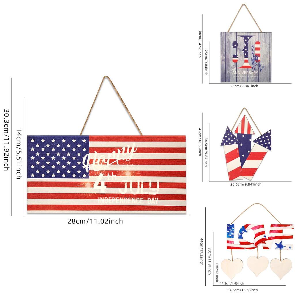 Charming Heart Shaped Wooden Independence Day Sign With Patriotic Flag Design For Festive Decor