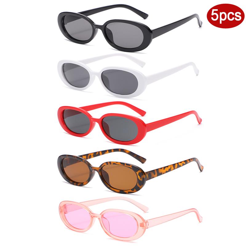 5pcs Fashion Female Oval Sunglasses Jelly Color Frame Design Sun Glasses Women Personalized Outdoor Casual Eyeglasses UV400