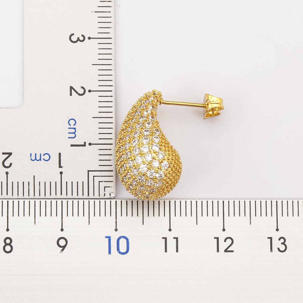 Nidin Hot Sale Glossy Waterdrop Full Zircon Earrings for Women Lightweight Hollow Gold/Silver Color Chunky Hoops Fashion Jewelry