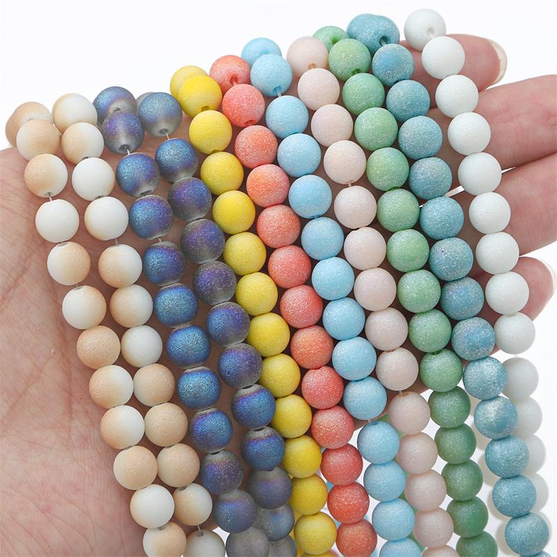 70Pcs Glass Flashing Sand Beads For DIY Necklace Bracelet Earrings Jewelry Making Craft Accessories