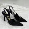 Fashion 2025 Pointed-Toe Diamond High Heels For Women, Black Tight French Sexy Luxury Hollow Sandals