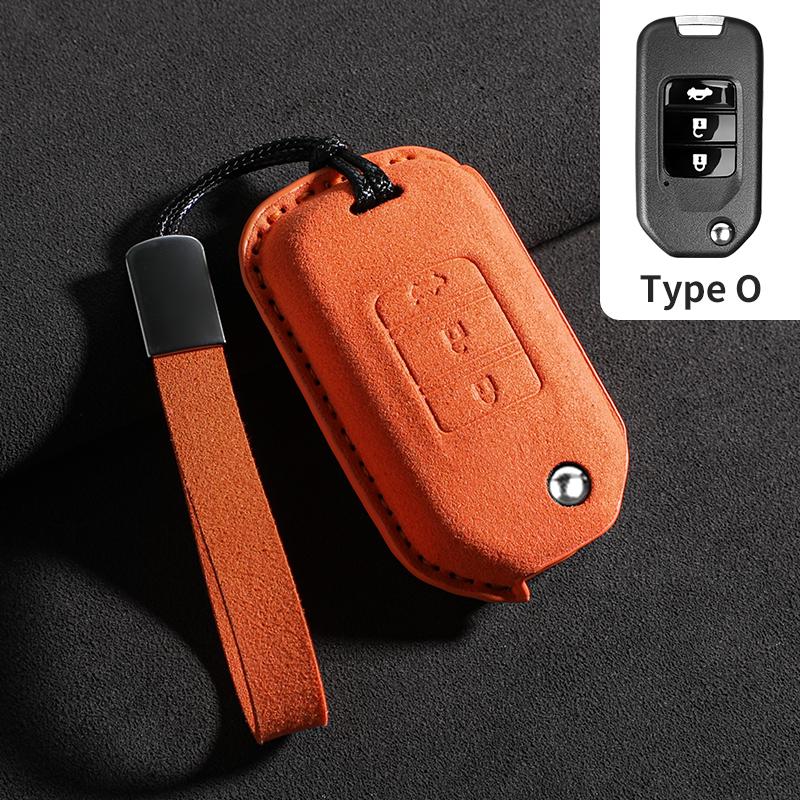 

Suede Leather Car Key Case Cover Shell Fob For Honda Fit Xrv Vezel City Jazz Civic Hrv Auto Keychain Protector Shell Accessories