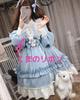 Happy Berry Cute Lolita Long with Bear Perfect for and Events Dress, Sleeves, Ribbon, Christmas, Halloween, (Light Blue)