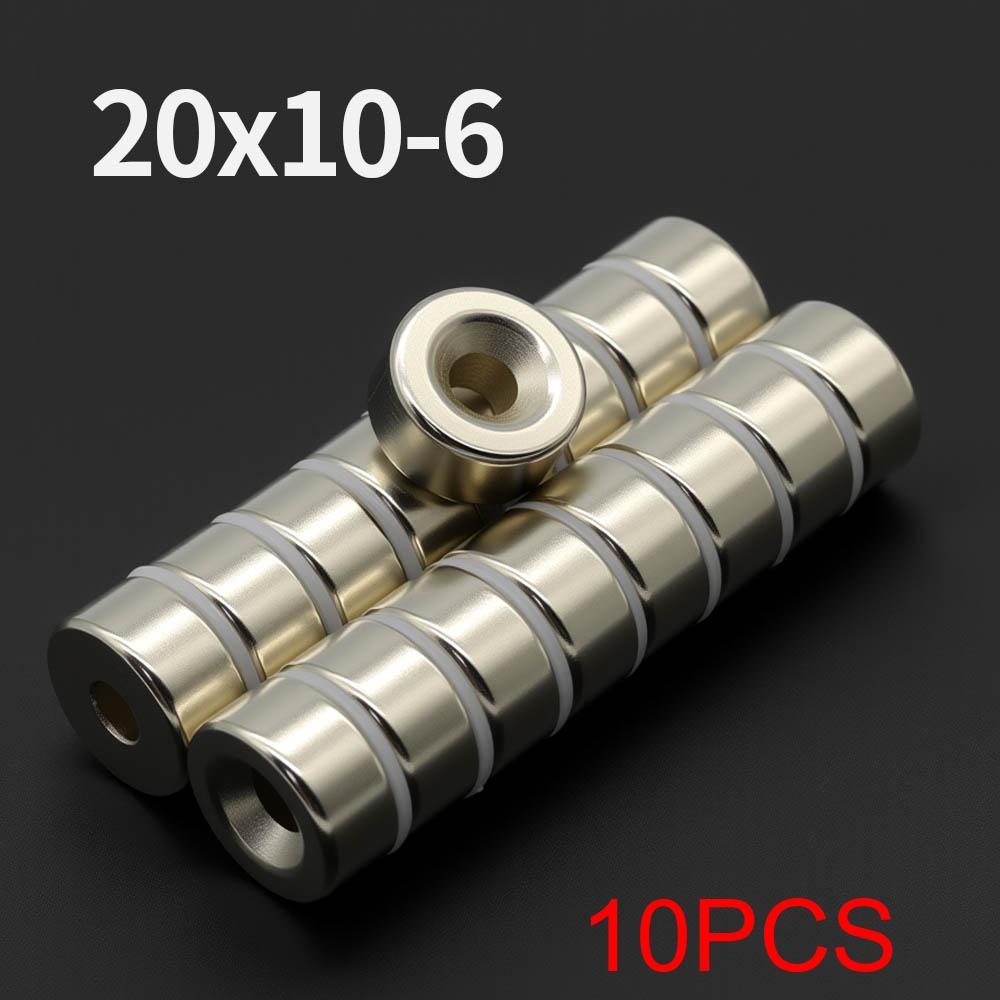 20x10-6mm Powerful with holes Neodymium Magnet N35 NdfeB Permanent Magnetic imanes Round Super Strong Fridge Magnets DIY