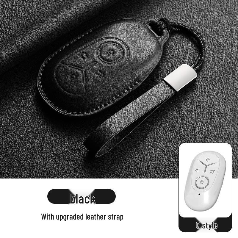 Geely Xingyuan 2025 Youth Edition Key Case - Chestnut Brown Genuine Leather for New Energy Vehicles