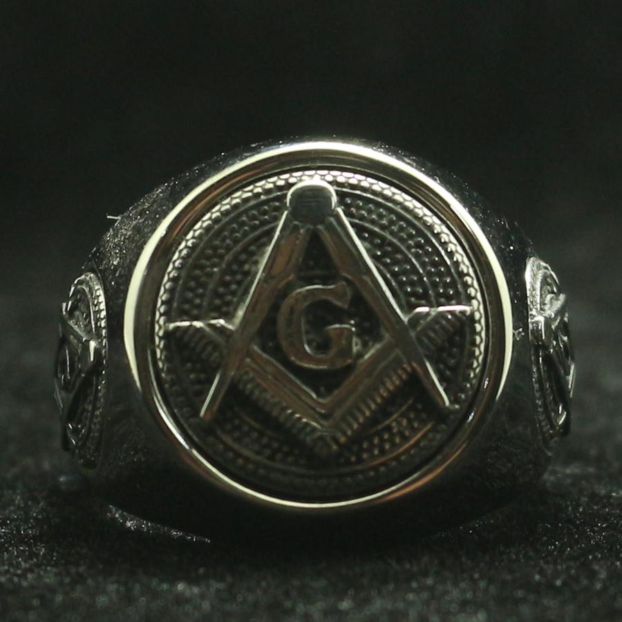 1/316L Stainless Steel Freemasons Ring Cool Newest 3 Logos Personal Design for Men Women
