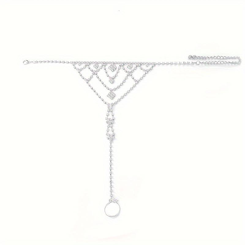 Hot-Selling Rhinestone Foot Jewelry: Versatile Finger Anklet & Foot Ring for Beach Vacations