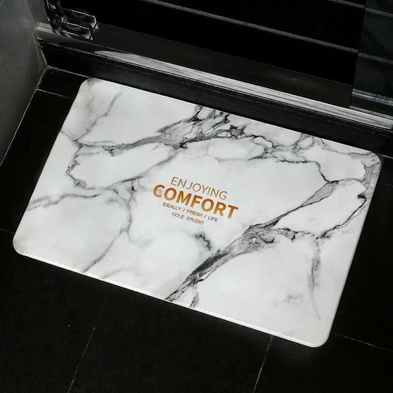 Marble Toilet Door Mat, Anti-slip Bathroom, Easy To Maintain, Water-absorbent and Quick-drying Floor Mat, Home Decoration