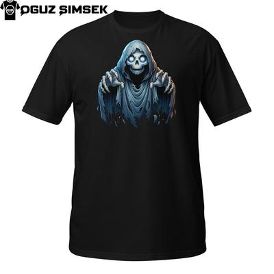 Blue Ghost Reaper T-Shirt | Spooky Soul Collector Design | Horror Art Tee