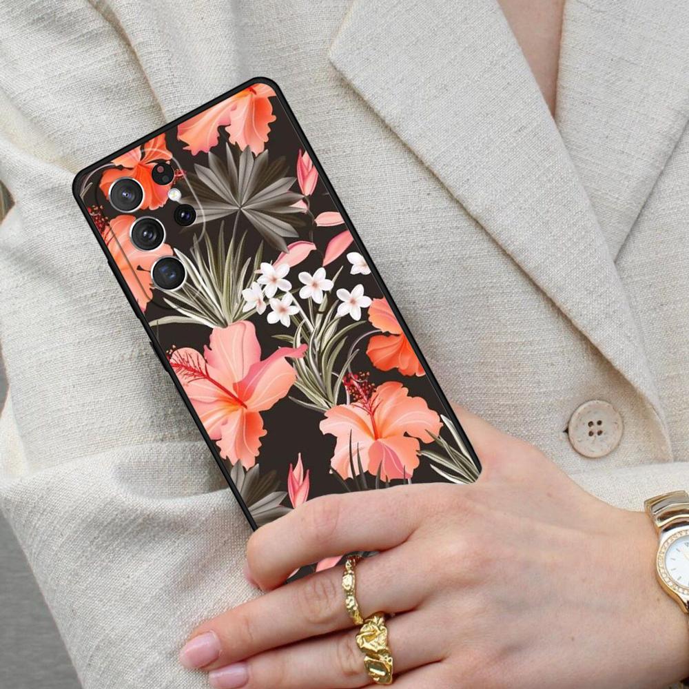 Tropical Flower Cell Phone Case for Samsung Galaxy S26 Ultra S25 S24 S23 S22 S21 S20 Note10 Cover