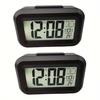 Smart Digital Alarm Clock Black White LCD Display with Temperature Calendar Timer Led Light for Bedroom Office (Without Battery)