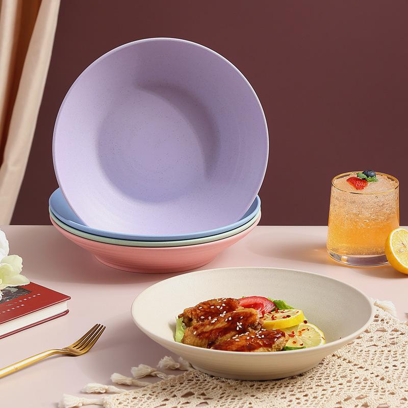 Polévková miska ze slámy, vhodná do mikrovlnné trouby, plastové nádobí, misky na ovocný salát, cereálie, ramen, těstoviny, talíř na večeři, kuchyňské náčiní