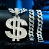 Dollar Symbol Hip Hop Dollar Necklace With Diamonds Exaggerated Domineering Personality Alloy Hipster Hipster Pendant